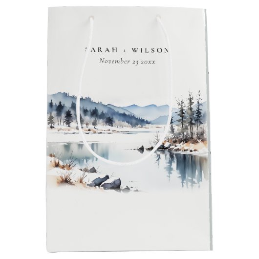 Winterschneeberg Landschaft Seenlandschaft Hochzei Mittlere Geschenktüte (Vorderseite)
