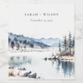 Winterschneeberg Landschaft Seenlandschaft Hochzei Weinetikett (Einzelnes Label)