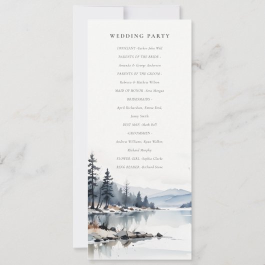 Winterschneebergsee Hochzeitsprogramm Einladung (Rückseite)