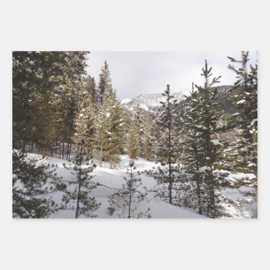 Winterschneebergszene in Montana Geschenkpapier Set (Vorderseite)