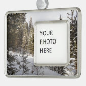 Winterschneebergszene in Montana Rahmen-Ornament Silber (Links)
