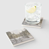 Winterschneebergszene in Montana Steinuntersetzer (Seitenansicht)