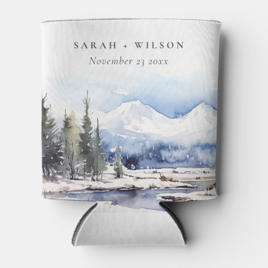 Winterschneebergwelt Hochzeit Dosenkühler (Vorderseite)