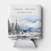 Winterschneebergwelt Hochzeit Dosenkühler (Rückseite)