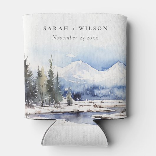 Winterschneebergwelt Hochzeit Dosenkühler (Rückseite)