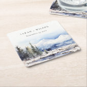 Winterschneebergwelt Hochzeit Rechteckiger Pappuntersetzer (angewinkelt)