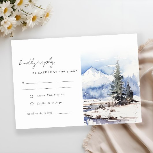Winterschneebergwelt Hochzeit RSVP Karte