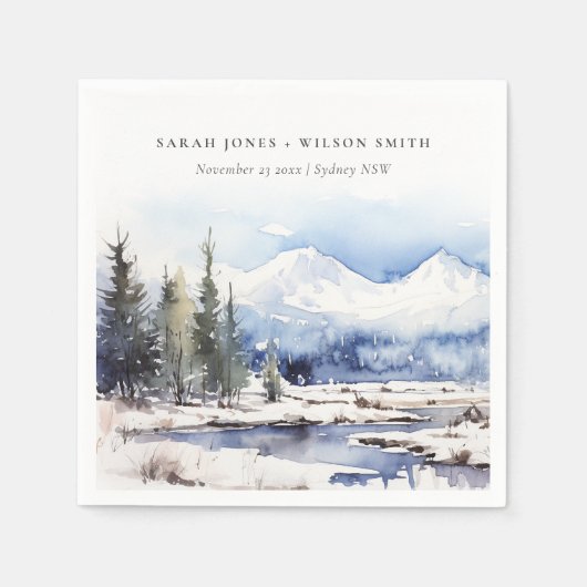 Winterschneebergwelt Hochzeit Serviette (Vorderseite)