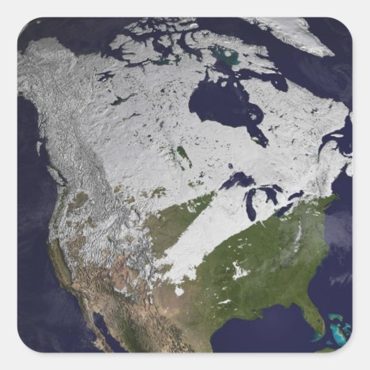 Winterschneedecke auf der Nordhalbkugel Quadratischer Aufkleber (Vorderseite)