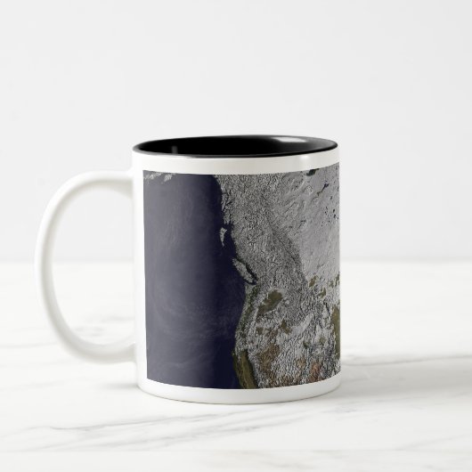 Winterschneedecke auf der Nordhalbkugel Zweifarbige Tasse (Links)