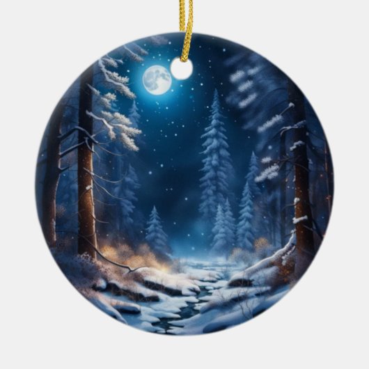 Winterschneedesign Keramik Ornament (Vorne)
