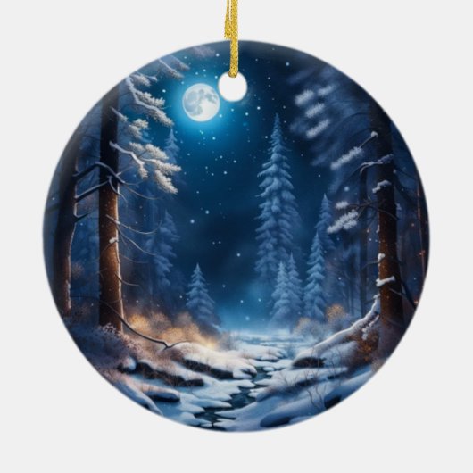 Winterschneedesign Keramik Ornament (Hinten)