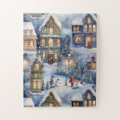 Winterschneedorf bei Nacht Puzzle (Vertikal)
