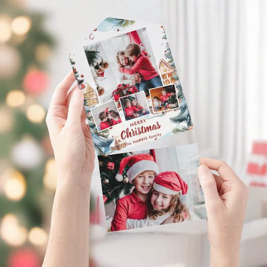 Winterschneedorf mit festlichem vier Foto All In One Einladung