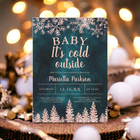 Winterschneedusche Rose Goldkiefer Einladung