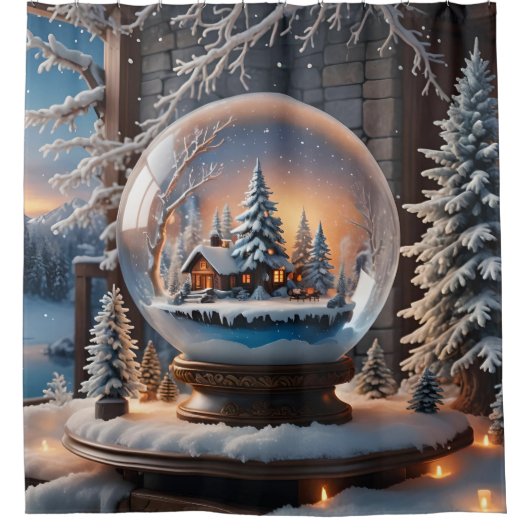 Winterschneeduschvorhang Duschvorhang (Vorderseite)