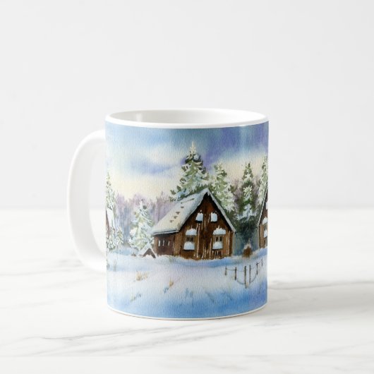 Winterschneeeffekt Waldlandschaft Elegante Kaffeetasse (Vorderseite Links)