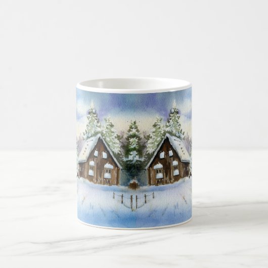 Winterschneeeffekt Waldlandschaft Elegante Kaffeetasse (Mittel)