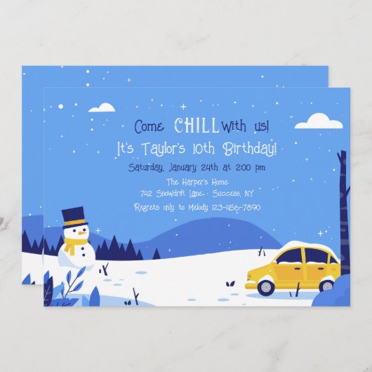 Winterschneeeinladung Einladung (Vorne/Hinten)