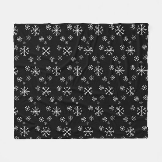 Winterschneefall auf schwarzem Fleece Blanket (Vorderseite (Horizontal))