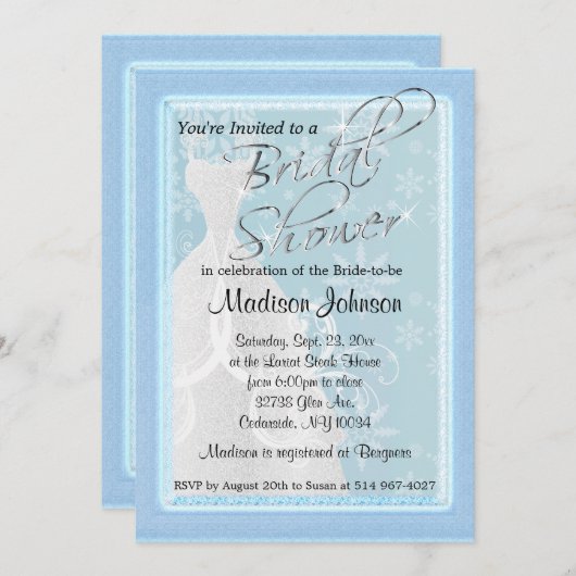 Winterschneefall-Brautparty Einladung (Vorne/Hinten)