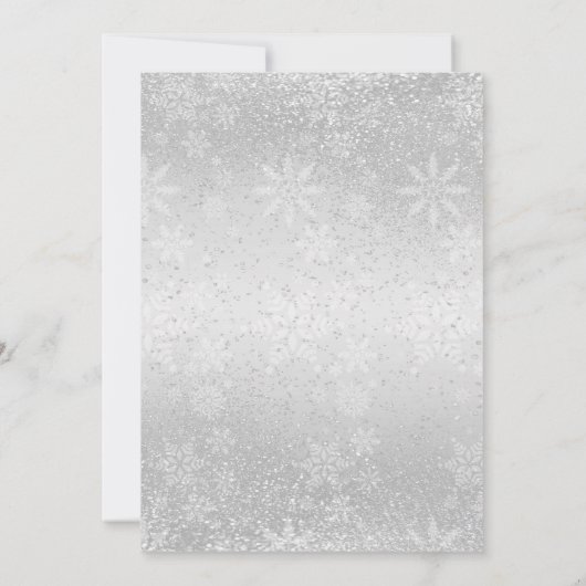 Winterschneefall-Brautparty - weiß Einladung (Rückseite)