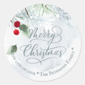 Winterschneefarbene Pastellfarben Aquarellpine Sch Runder Aufkleber (Vorderseite)