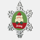 Winterschneeflake mit dem Namen und dem Weihnachts Schneeflocken Zinn-Ornament (Rechts)