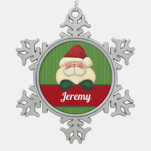 Winterschneeflake mit dem Namen und dem Weihnachts Schneeflocken Zinn-Ornament (Vorderseite)