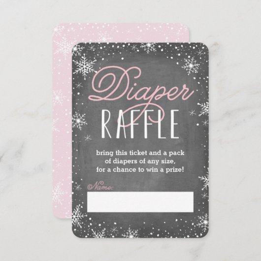 Winterschneeflake Pink Baby Diaper Raffel Ticket Einladung (Vorne/Hinten)