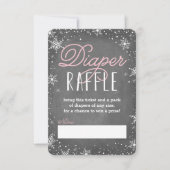 Winterschneeflake Pink Baby Diaper Raffel Ticket Einladung (Vorderseite)