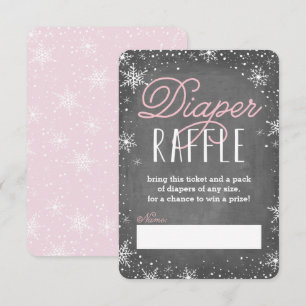 Winterschneeflake Pink Baby Diaper Raffel Ticket Einladung
