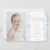 Winterschneeflocke 1. Geburtstag Onederland Foto Einladung (Vorderseite)