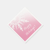 Winterschneeflocke auf Pink Happy Holidays Weihnac Serviette (Ecke)