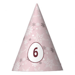 Winterschneeflocke Blassrosa 6. Geburtstag Partyhütchen