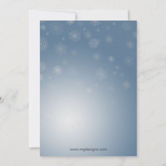 Winterschneeflocke Blaue Feier Einladung (Rückseite)