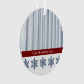 Winterschneeflocke Dekoration mit Streifen und rot (Vorderseite)