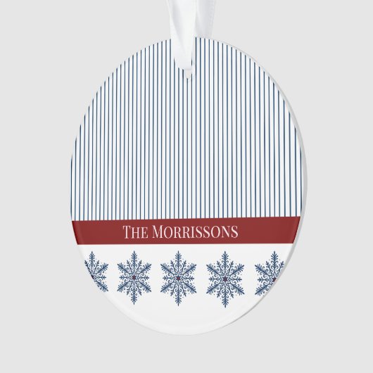 Winterschneeflocke Dekoration mit Streifen und rot (Vorderseite)