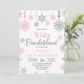 Winterschneeflocke Einladung zum Geburtstag (Stehend Vorderseite)