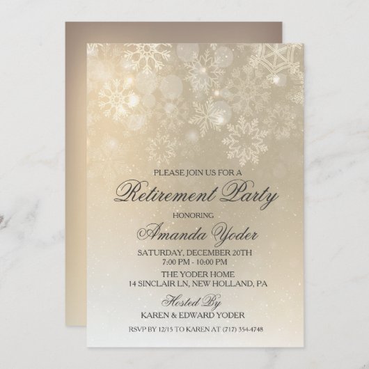 Winterschneeflocke Einladung zur Pensionierung (Vorne/Hinten)