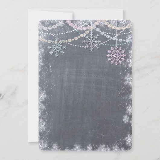 Winterschneeflocke Erster 1. Geburtstag Einladung (Rückseite)