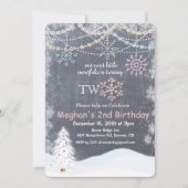 Winterschneeflocke Erster 2. Geburtstag Einladung (Vorderseite)