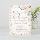 Winterschneeflocke Es ist kalte Außendusche Einladung (Stehend Vorderseite)