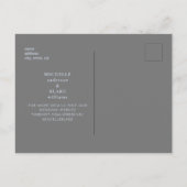 Winterschneeflocke Grau/Eisblau Monogramm Rett Dat Ankündigungspostkarte (Rückseite)