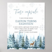 Winterschneeflocke Hirsch Geburtstagszeit Kapselsz Poster (Vorne)