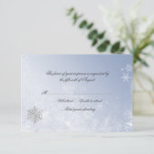 Winterschneeflocke Hochzeitkarte RSVP Karte (Stehend Vorderseite)