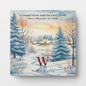 Winterschneeflocke im Wald Monogram Fotoplatte (Vorderseite)