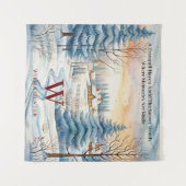 Winterschneeflocke im Wald Monogram Wandteppich (Vorderseite (Horizontal))