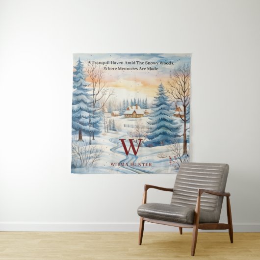 Winterschneeflocke im Wald Monogram Wandteppich (Beispiel)