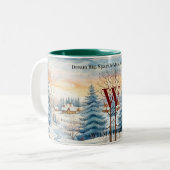 Winterschneeflocke im Wald Monogram Zweifarbige Tasse (Vorderseite Links)